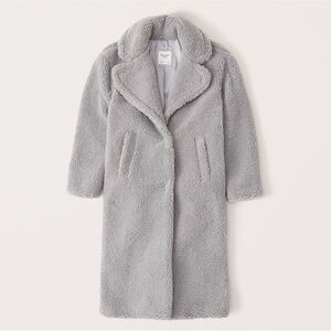 Abercrombie & Fitch Light Grey Teddy Jacket